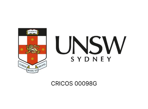 UNSW Sydney logo featuring the university crest with a red cross, gold lion and stars, beside the black “UNSW Sydney” wordmark.